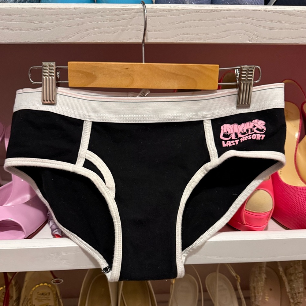 Black & White Hipster Briefs with Pink Logo